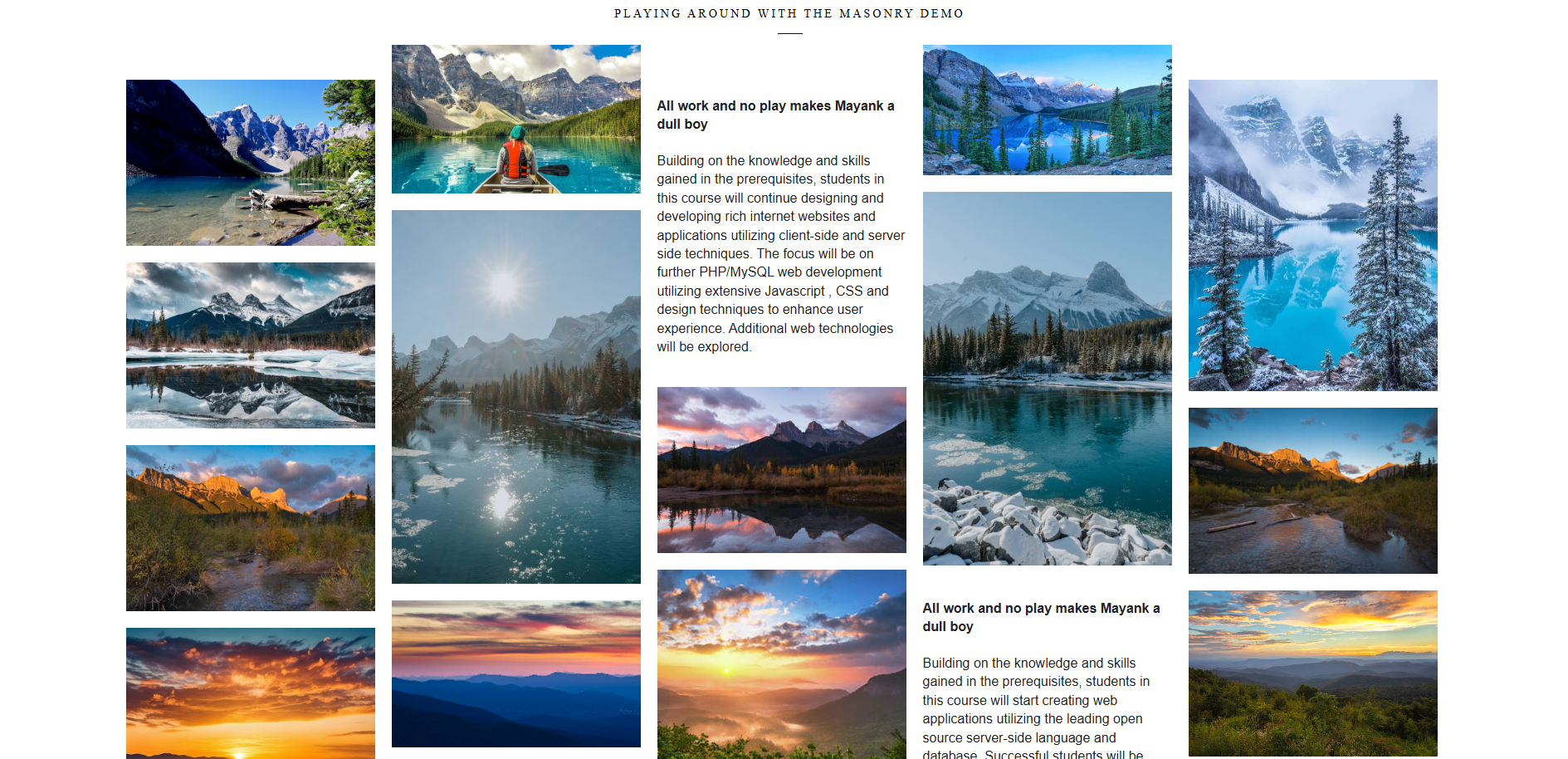 masonry demo website